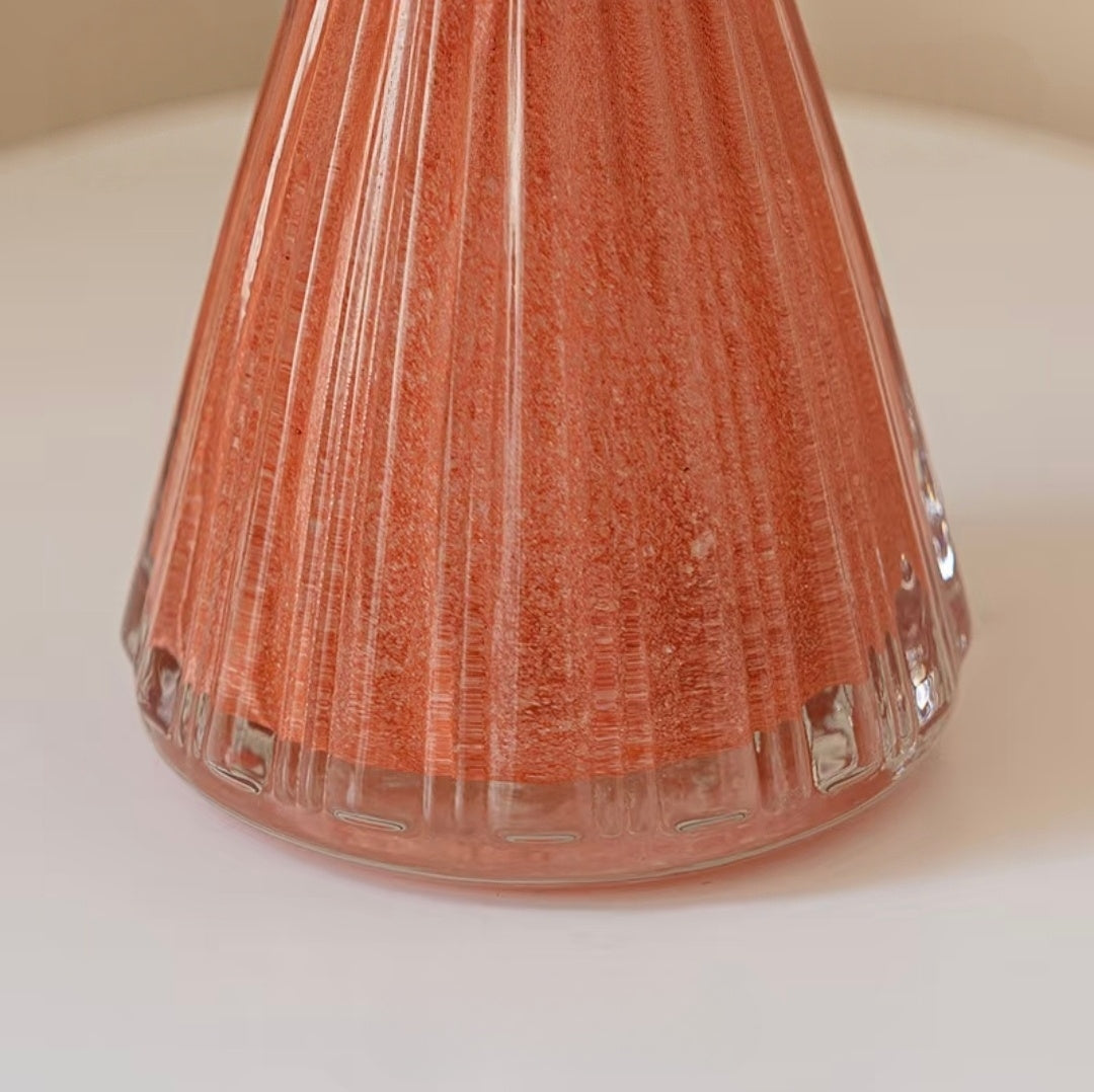 Ruffled Rim Ribbed Glass Vase — 7.3"