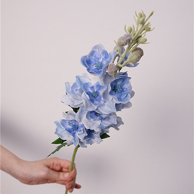 Real Touch Delphinium Bouquet Set — 10 Stems (Blush Pink & Dusty Blue)