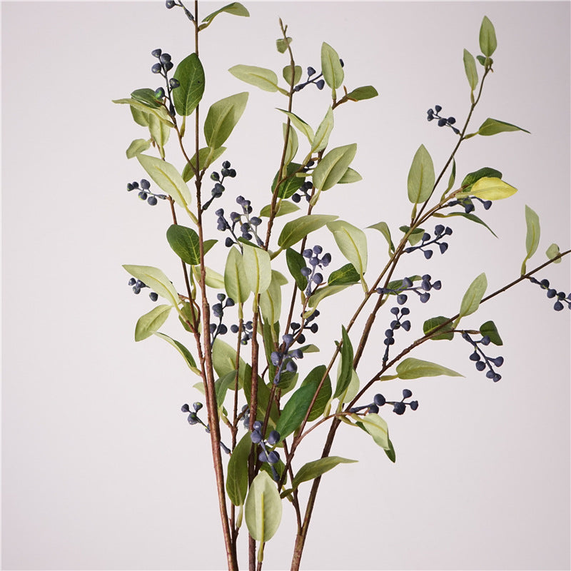 Faux Blueberry Leaf Branch Stem — 30"