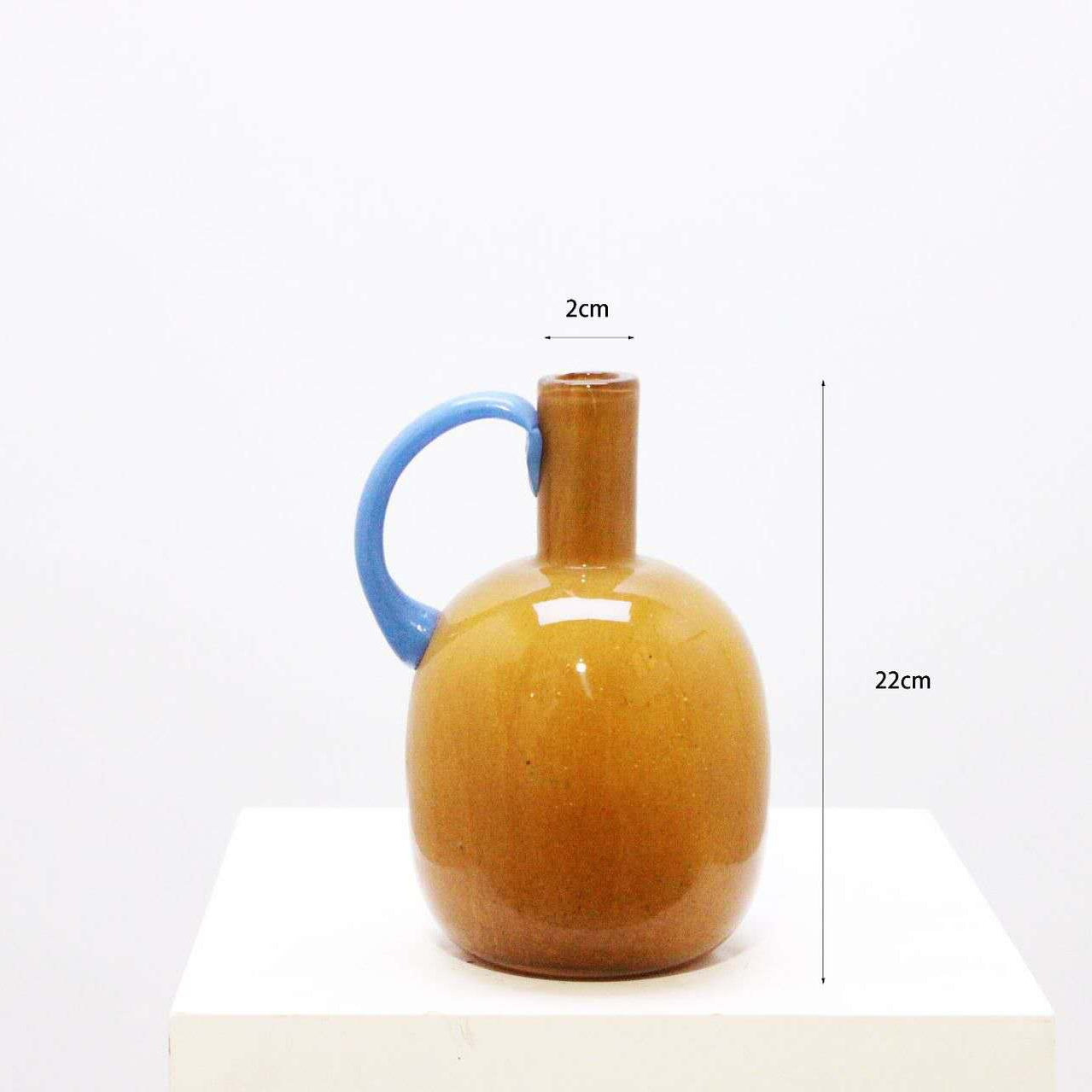 Real Touch Caramel Sunflower & Ceramic Jug Vase Set — 3 Stems