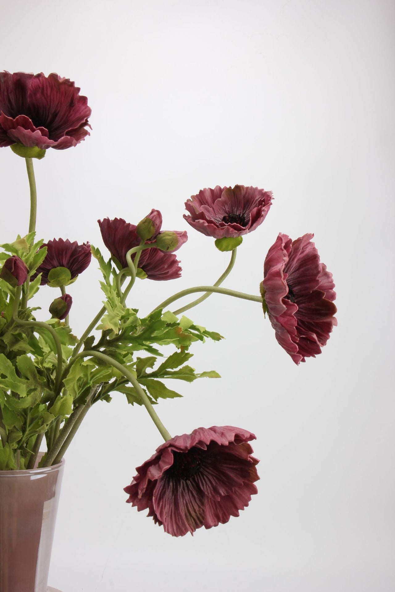Real Touch Dark Plum Poppy Stem — 2 Blooms