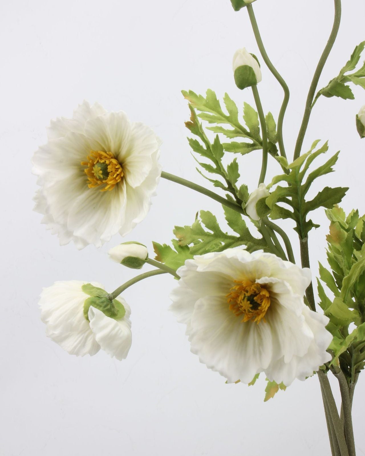 Real Touch Cream White Poppy Stem — 2 Blooms