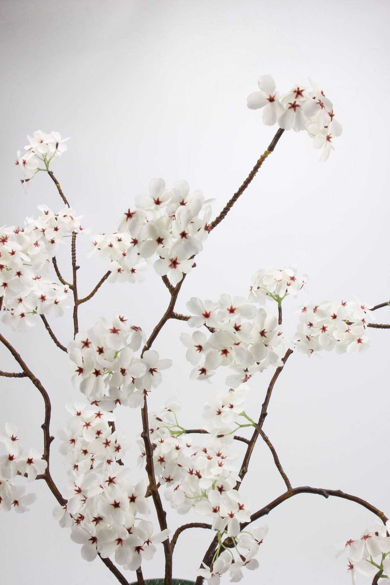 Faux White Cherry Blossom Branch Stem