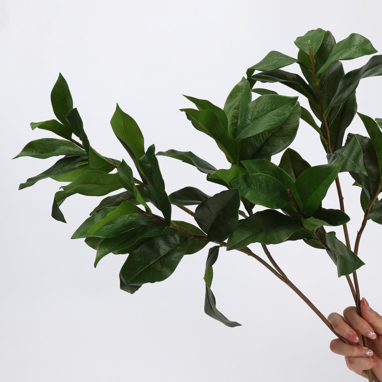 Faux Dark Green Gardenia Leaf Branch Stem 27"