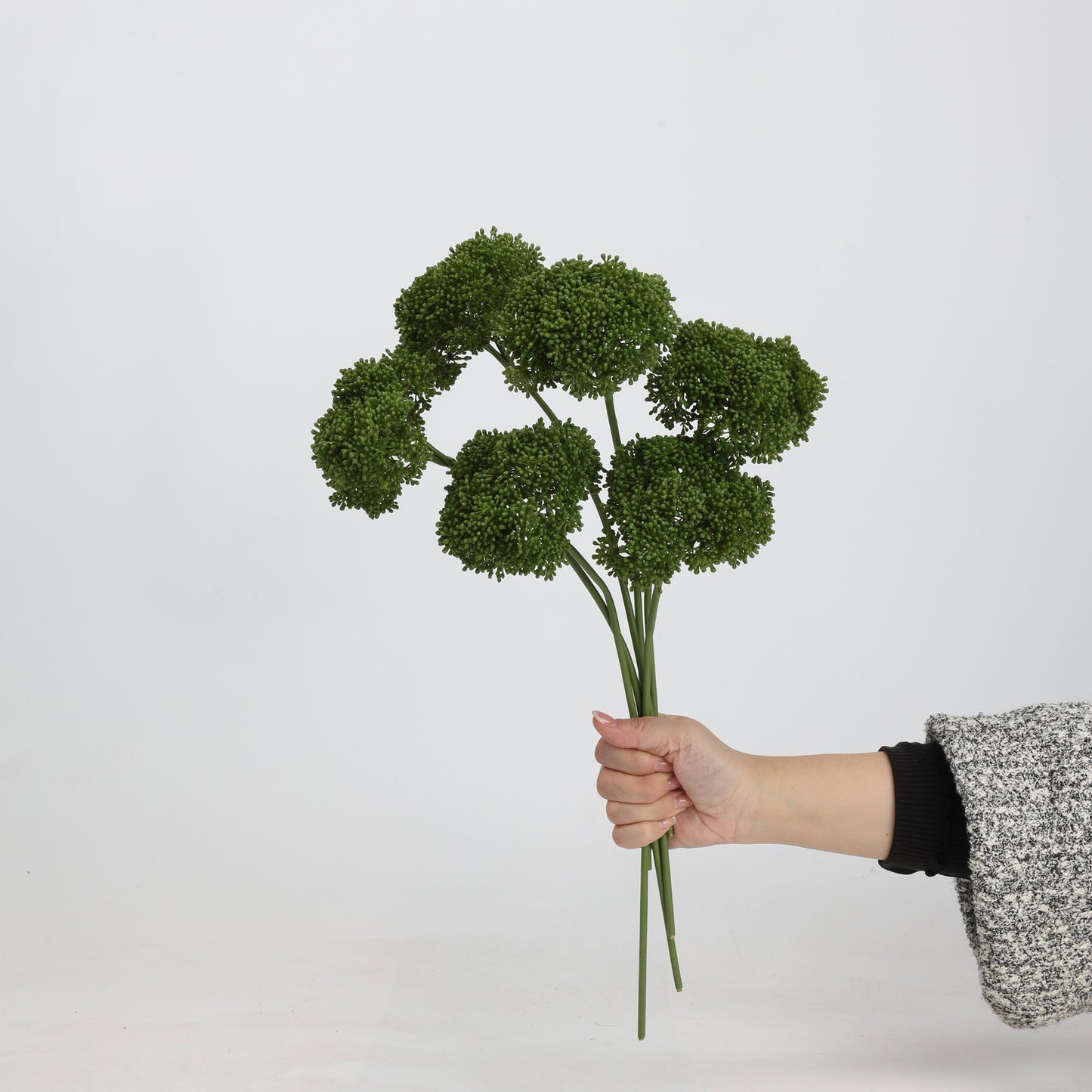 Faux Green Allium Ball Stem 15"