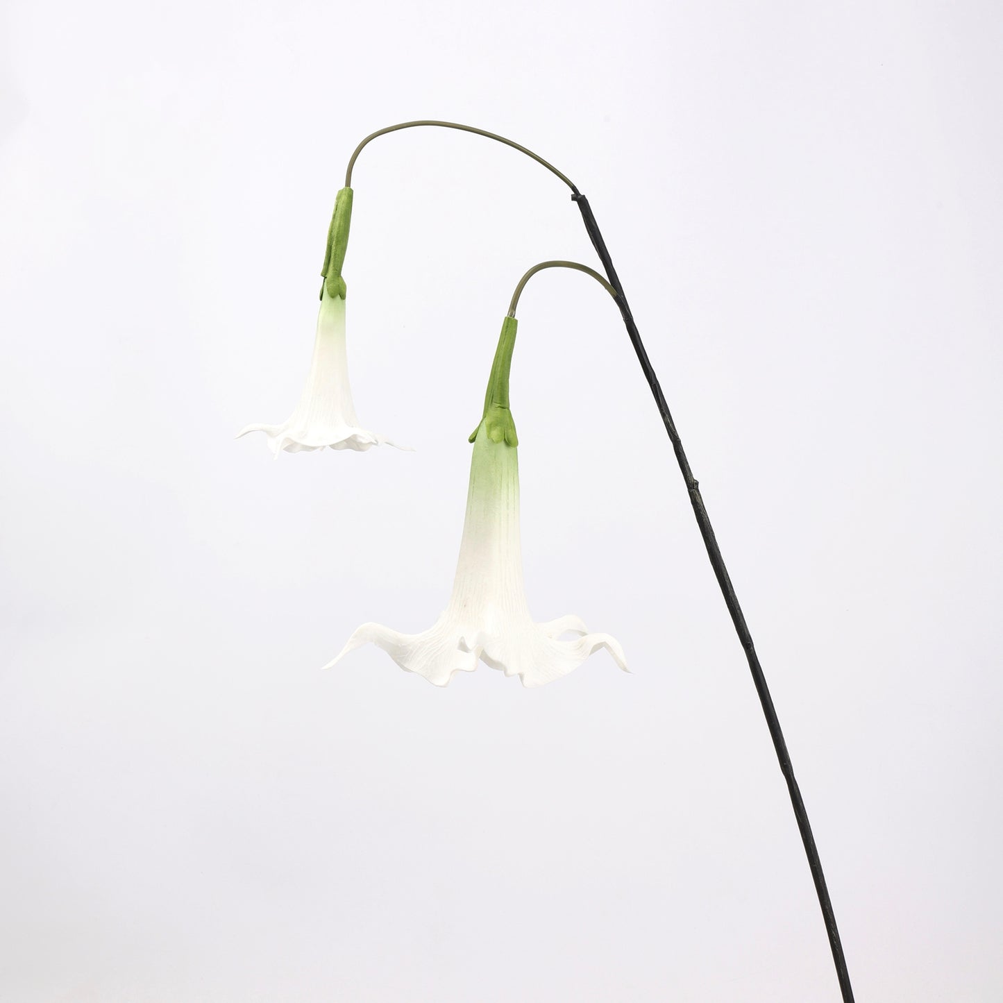 Faux White & Green Angel's Trumpet Stem 35" | 2 Blooms