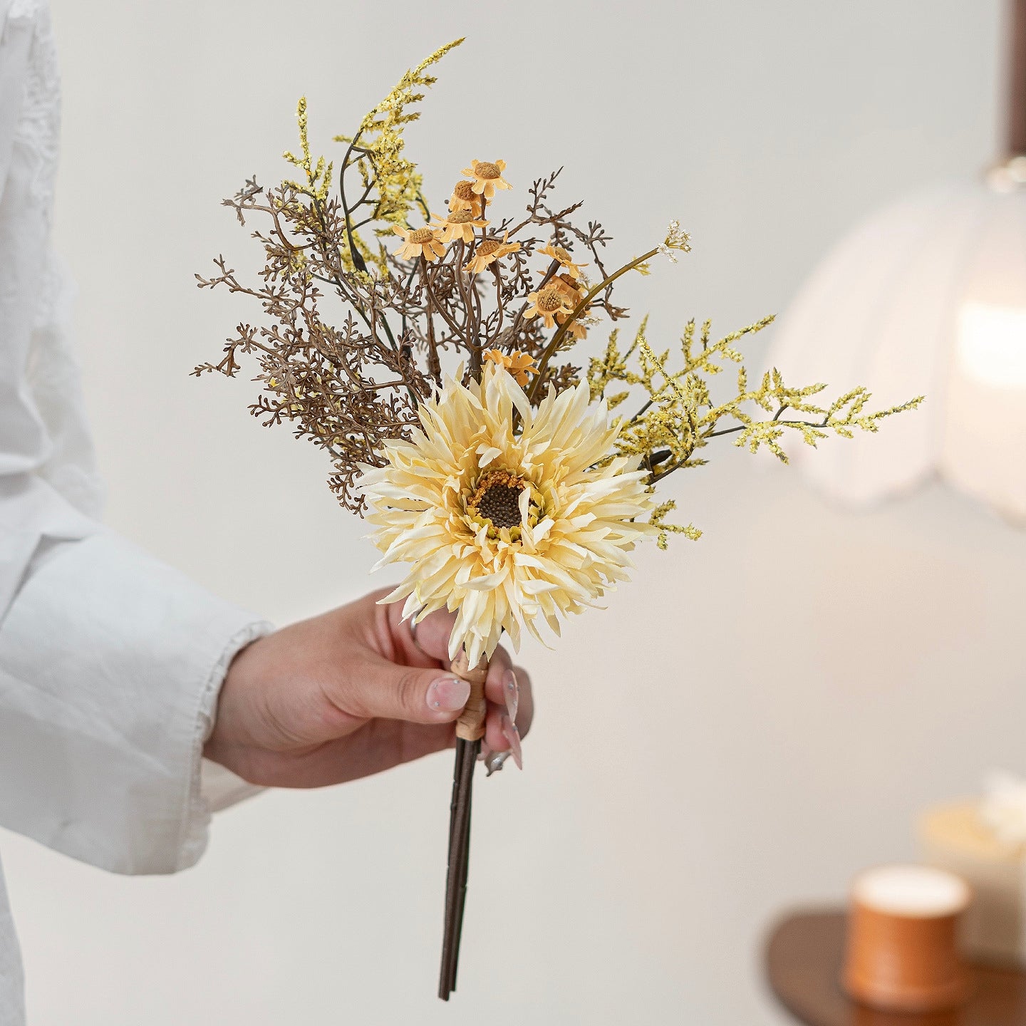 Faux Autumn Mixed Bouquet 11.8" – Silk Artificial Flowers | Panthère Rose