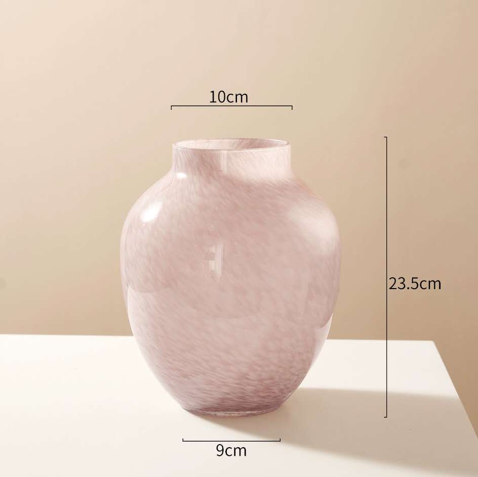 Blush Pink Marbled Glass Vase — 23.5cm