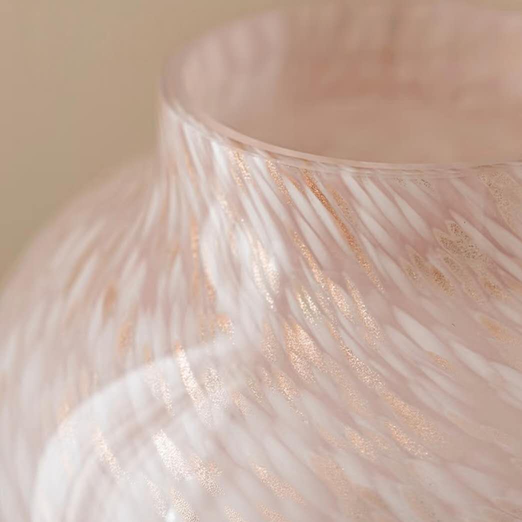 Blush Pink Marbled Glass Vase — 23.5cm
