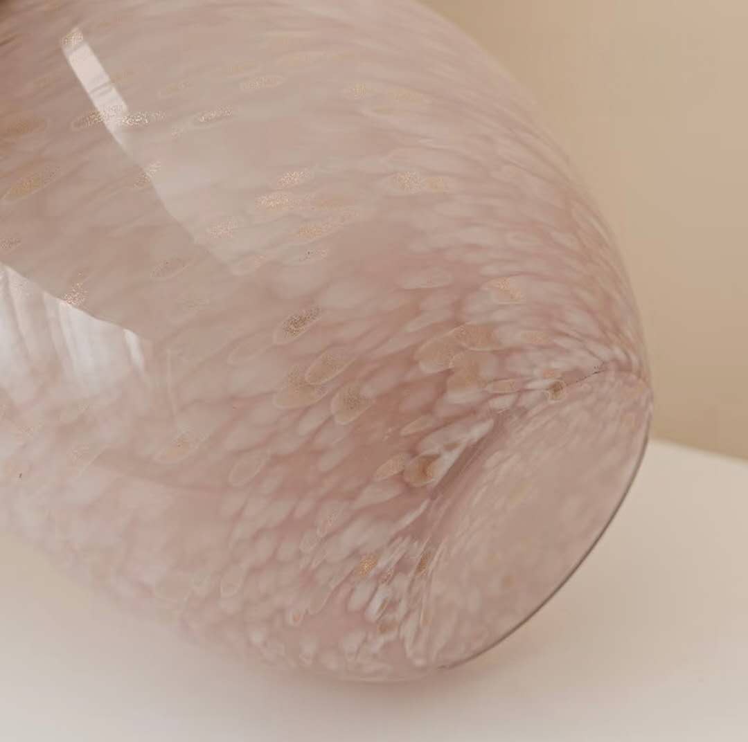 Blush Pink Marbled Glass Vase — 23.5cm