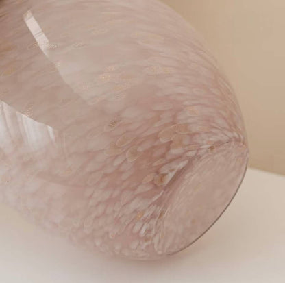 Blush Pink Marbled Glass Vase — 23.5cm