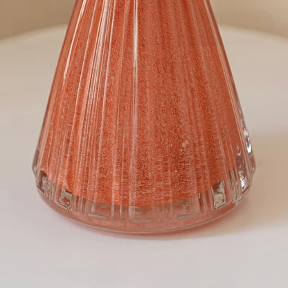 Ruffled Rim Ribbed Glass Vase — 7.3"