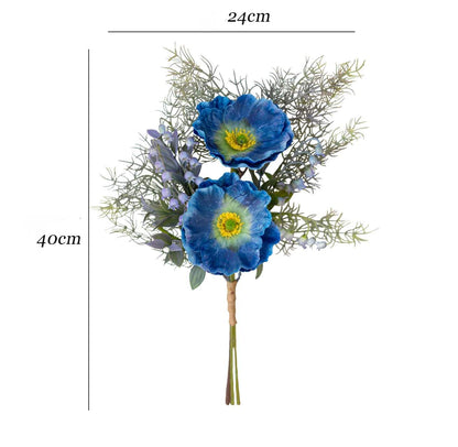 Faux Poppy & Lily of the Valley Hand-Tied Bouquet 15.7" – Silk Artificial Flowers | Panthère Rose