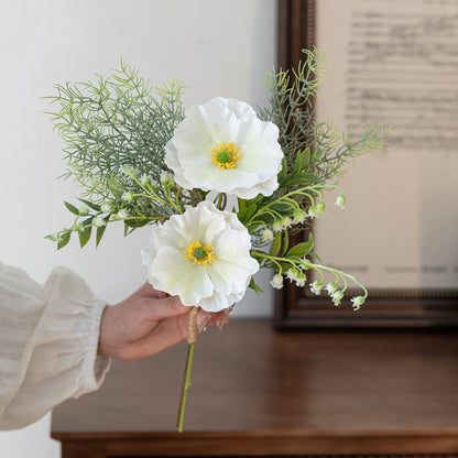 Faux Poppy & Lily of the Valley Hand-Tied Bouquet 15.7" – Silk Artificial Flowers | Panthère Rose