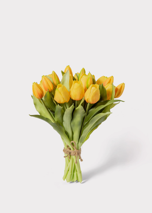 Yellow Tulip Artificial Flower Bouquet — 12"