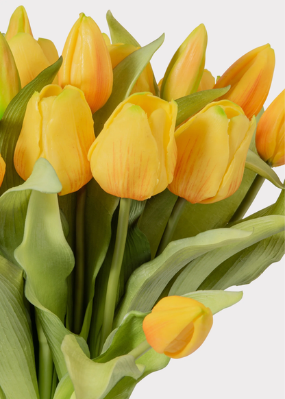 Yellow Tulip Artificial Flower Bouquet — 12"