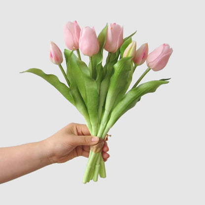 Pink Tulip Artificial Flower Bouquet — 12"