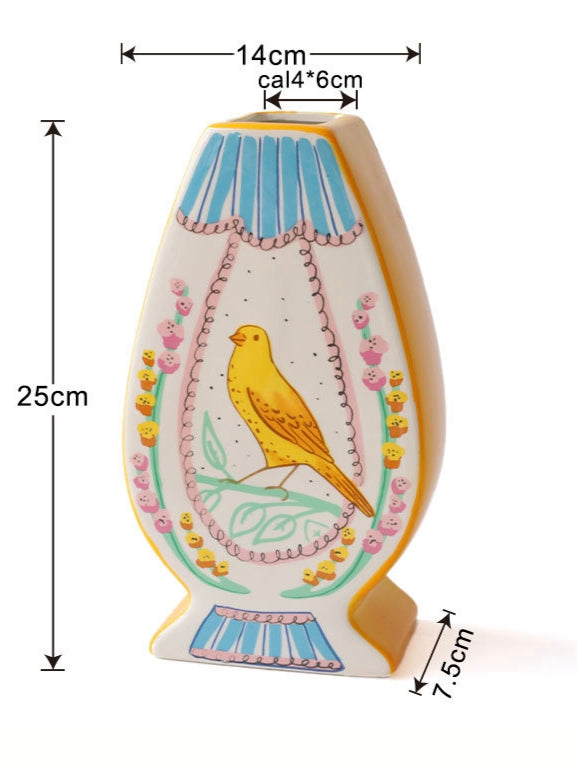 Hand-Painted Golden Canary Egg Ceramic Vase