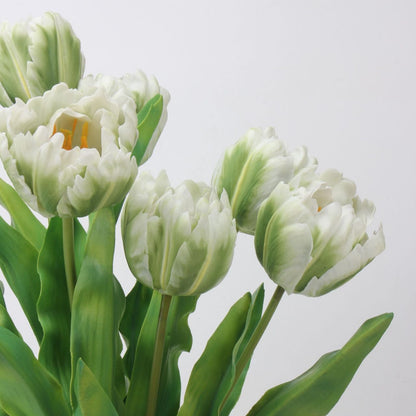Real Touch Double Tulip Stem in White & Green