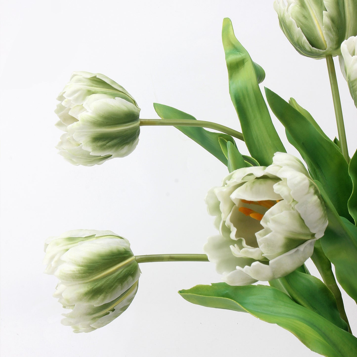 Real Touch Double Tulip Stem in White & Green