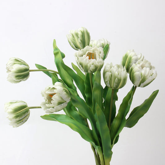 Real Touch Double Tulip Stem in White & Green