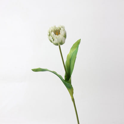 Real Touch Double Tulip Stem in White & Green