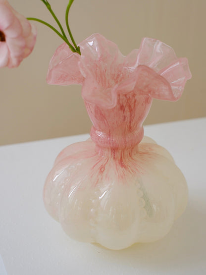 Pink Ruffle Glass Vase