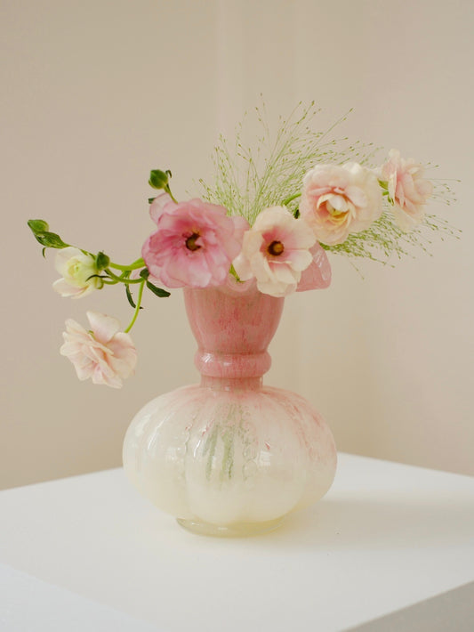 Pink Ruffle Glass Vase