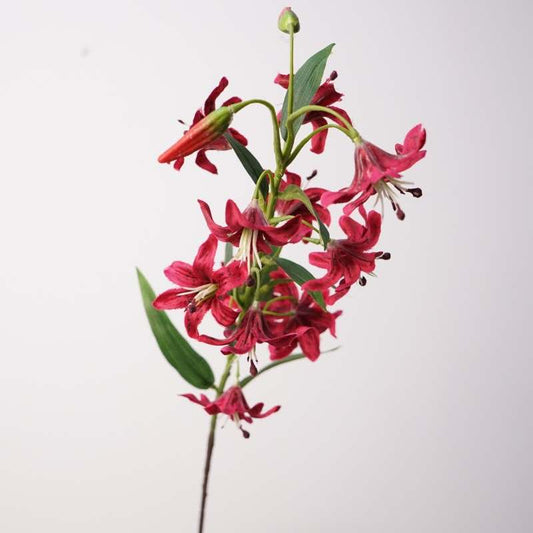 Real Touch Deep Rose Tiger Lily Branch Stem — 33"