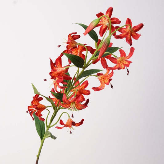 Real Touch Red Orange Tiger Lily Branch Stem — 33"