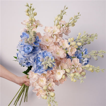 Real Touch Delphinium Bouquet Set — 10 Stems (Blush Pink & Dusty Blue)