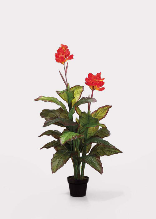Faux Canna Lily Potted Floor Plant — 48"