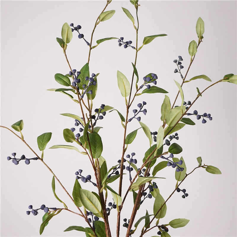 Faux Blueberry Leaf Branch Stem — 30"