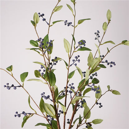 Faux Blueberry Leaf Branch Stem — 30"