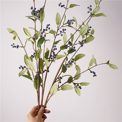 Faux Blueberry Leaf Branch Stem — 30"