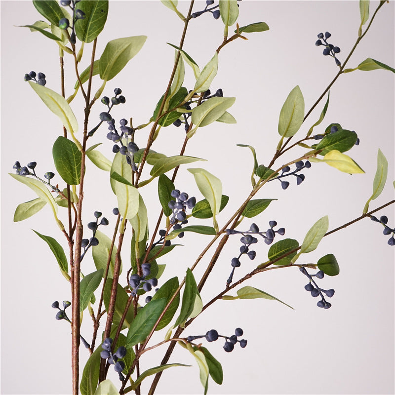 Faux Blueberry Leaf Branch Stem — 30"