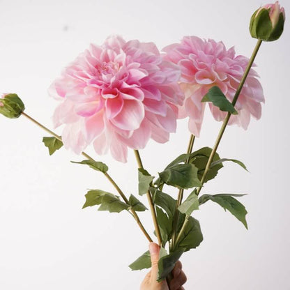 Real Touch Blush Pink Dahlia Stem — 2 Blooms, 22"