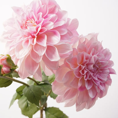 Real Touch Blush Pink Dahlia Stem — 2 Blooms, 22"