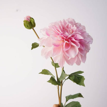 Real Touch Blush Pink Dahlia Stem — 2 Blooms, 22"