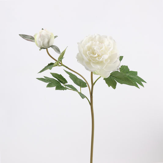 Real Touch Pure White Peony Stem — 1 Bloom, 29"