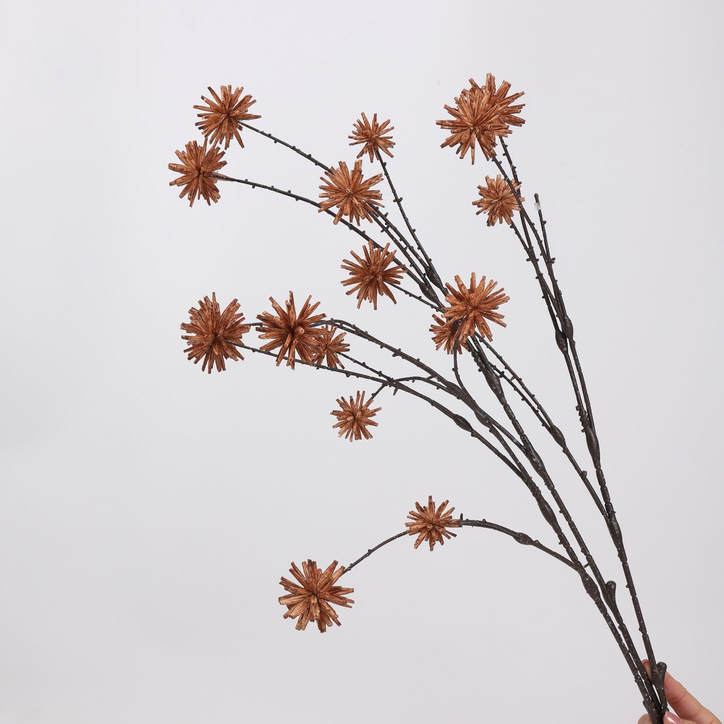 Faux Caramel Brown Thistle Branch Stem — 30"
