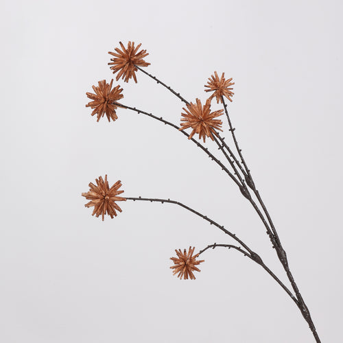 Faux Caramel Brown Thistle Branch Stem — 30"