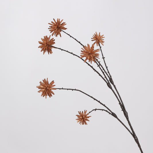 Faux Caramel Brown Thistle Branch Stem — 30"