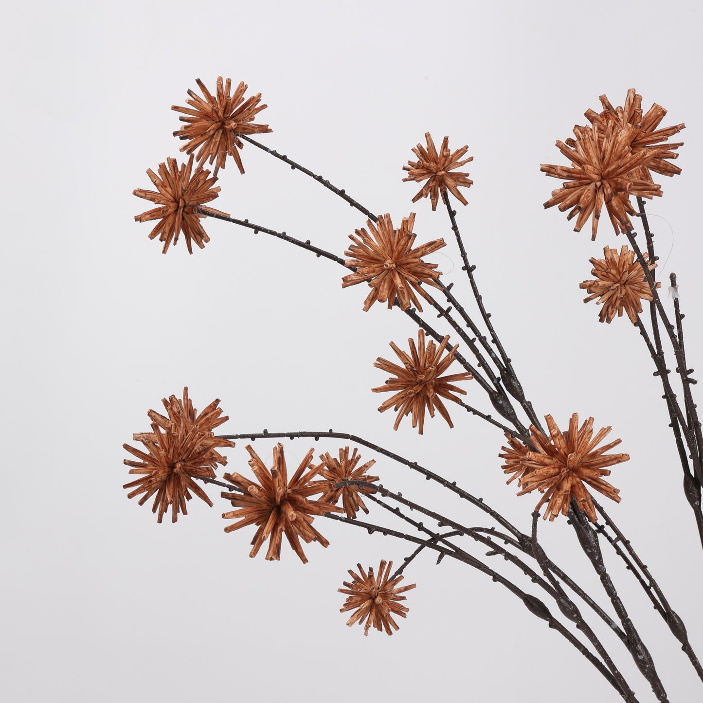 Faux Caramel Brown Thistle Branch Stem — 30"