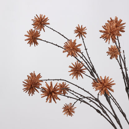 Faux Caramel Brown Thistle Branch Stem — 30"