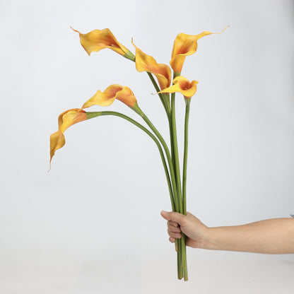 Real Touch Golden Orange Calla Lily Stem — 1 Bloom, 21"