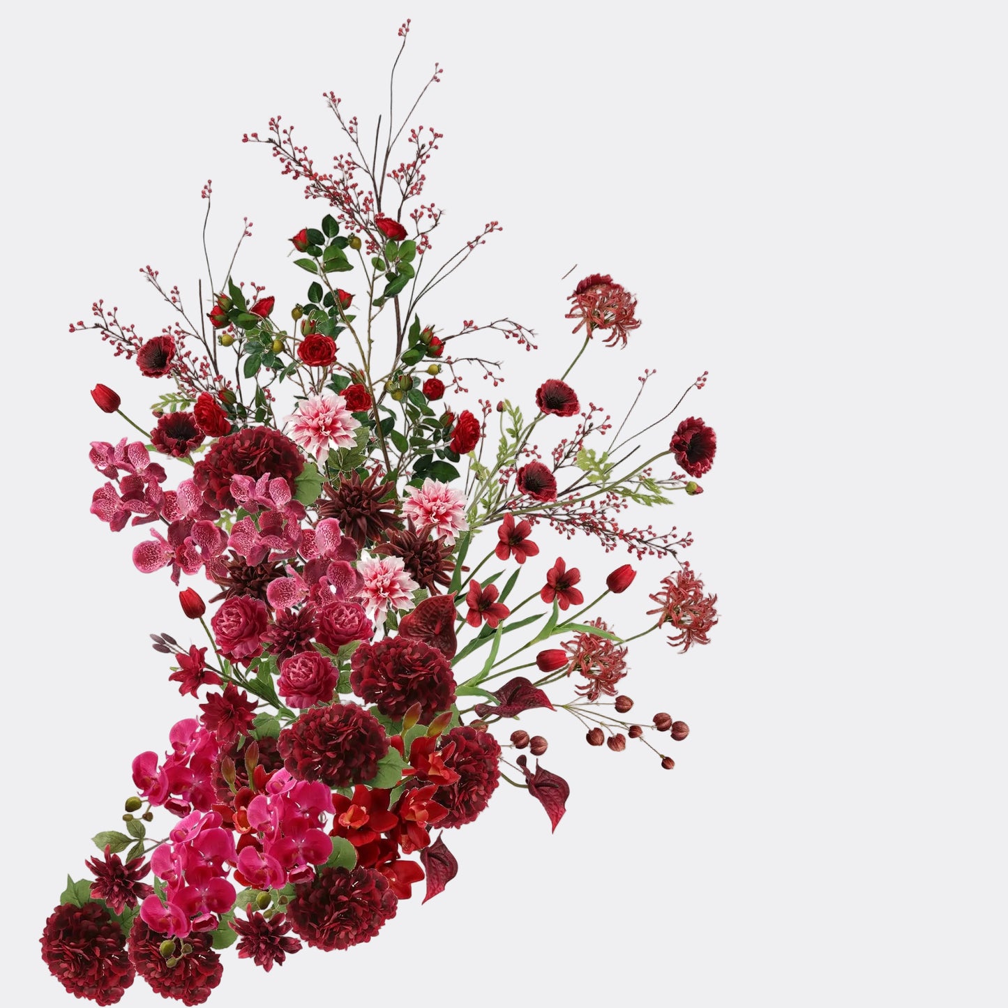 Red & Burgundy Real Touch Artificial Flower Stems – PU Faux Flowers | Panthère Rose