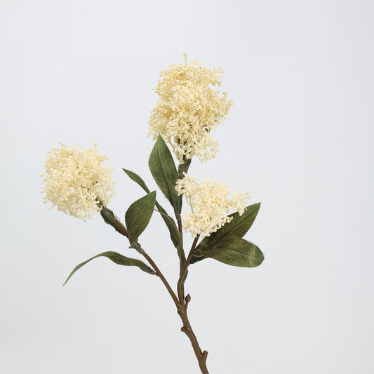 Faux Cream White Viburnum Bud Branch Stem — 3 Heads | 23"
