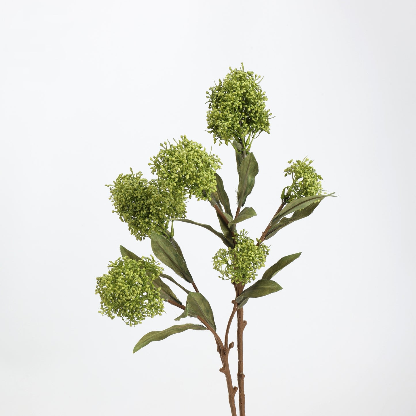 Faux Green Viburnum Bud Branch Stem — 3 Heads | 23"