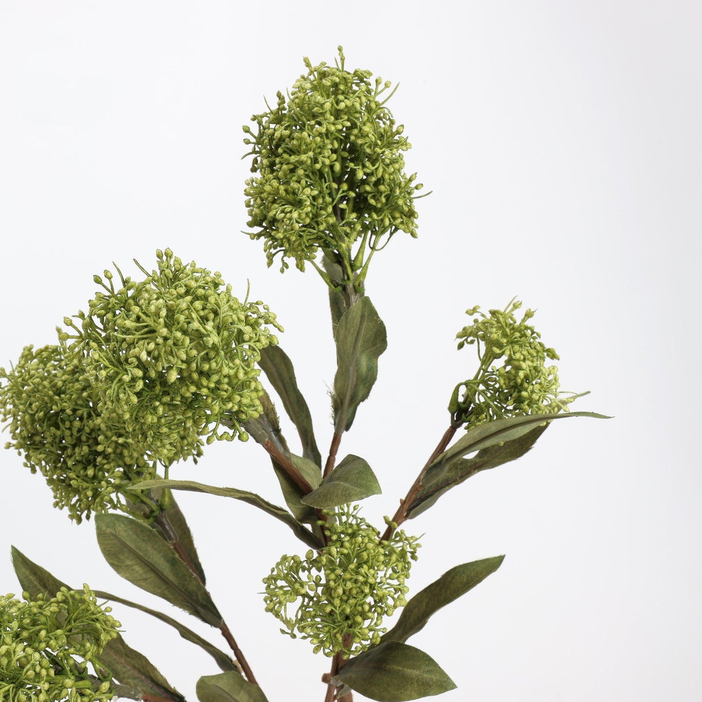 Faux Green Viburnum Bud Branch Stem — 3 Heads | 23"
